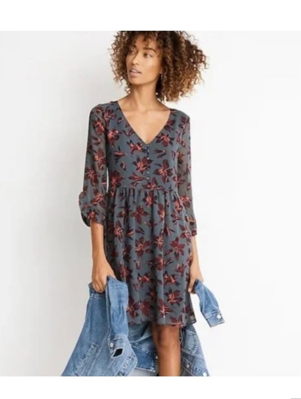 Madewell Women's Moonblossom Ruffle Sleeve Floral Above Knee Fall Dress, Size 10